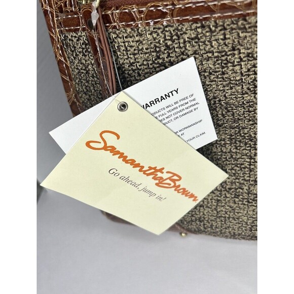 Samantha Brown Faux Croc Large Brown Travel Handbag Purse NWT - Picture 3 of 8